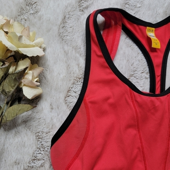✨CL LoleMontreal Red Sleeveless Racerback Atheltic Wear Tank Top Black Trim Sz M - Picture 4 of 11